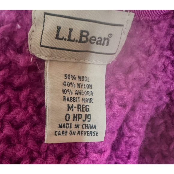 LL Bean Vintage Magenta Pink Open Knit Wool Angora Blend Cardigan Sweater - Picture 4 of 4